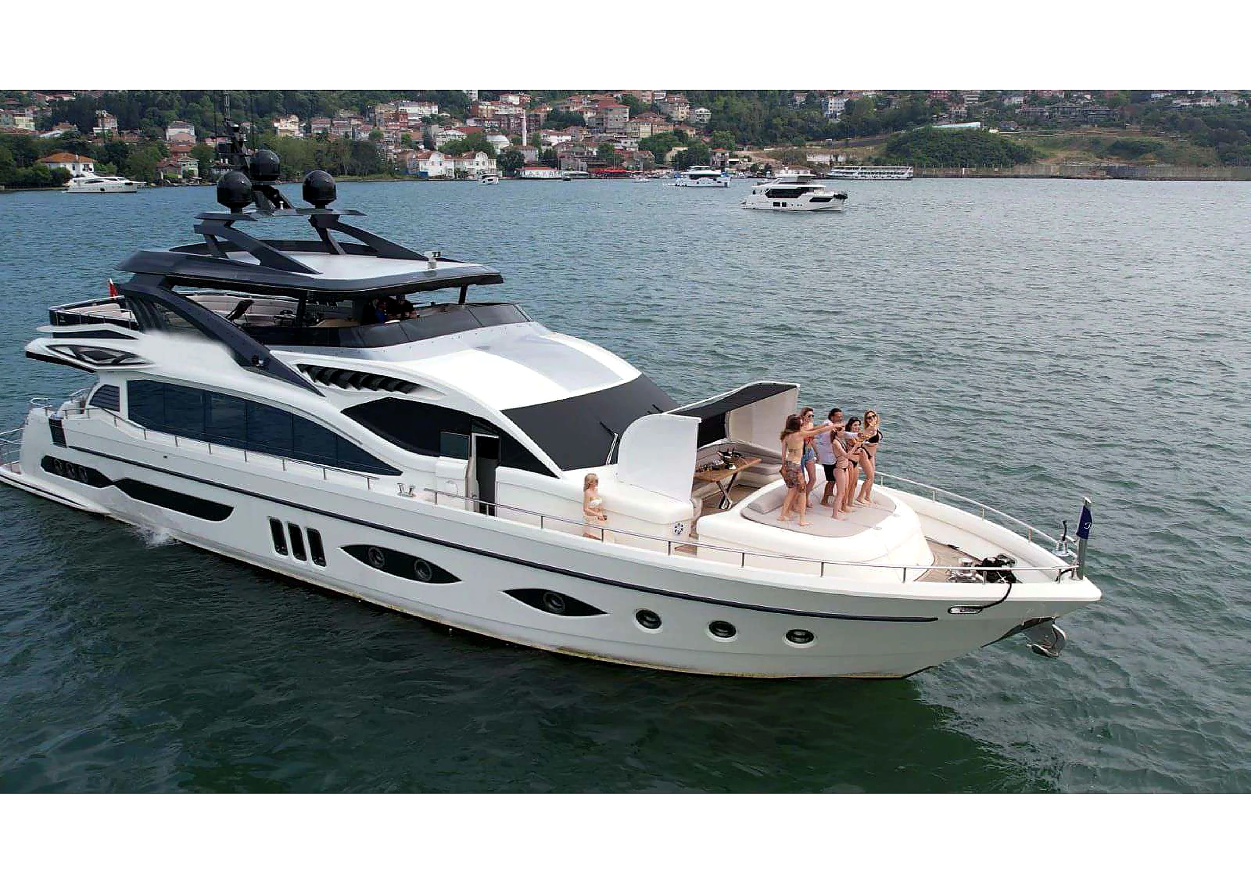 35m Ultraluxury Motor Yacht exterior profile at anchor in Bodrum in Bodrum