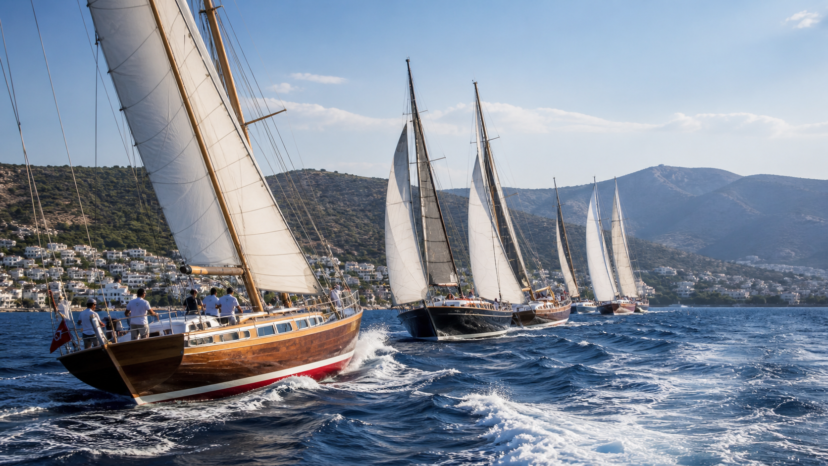 Traditional Gulet Charters racing during a Bodrum regatta in Bodrum